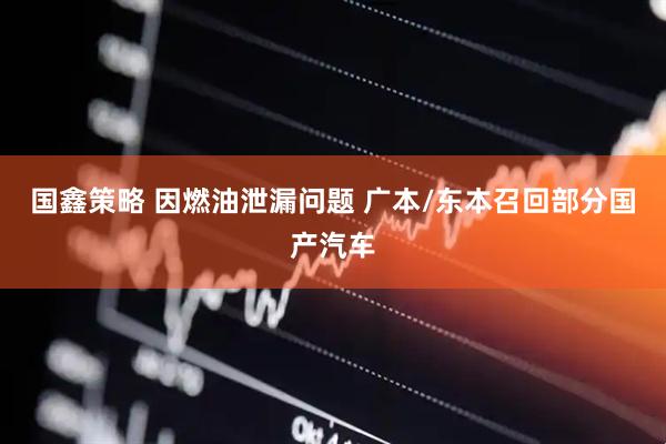 国鑫策略 因燃油泄漏问题 广本/东本召回部分国产汽车
